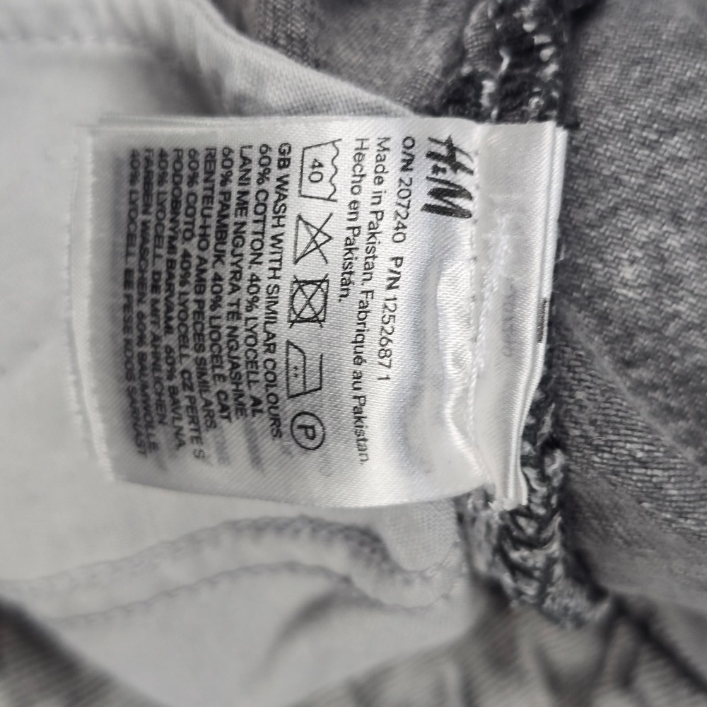 H&M &Denim Wide Leg Jeans Womens 8 Grey Ultra High Waist Acid Wash Regular Fit - Picture 8 of 10